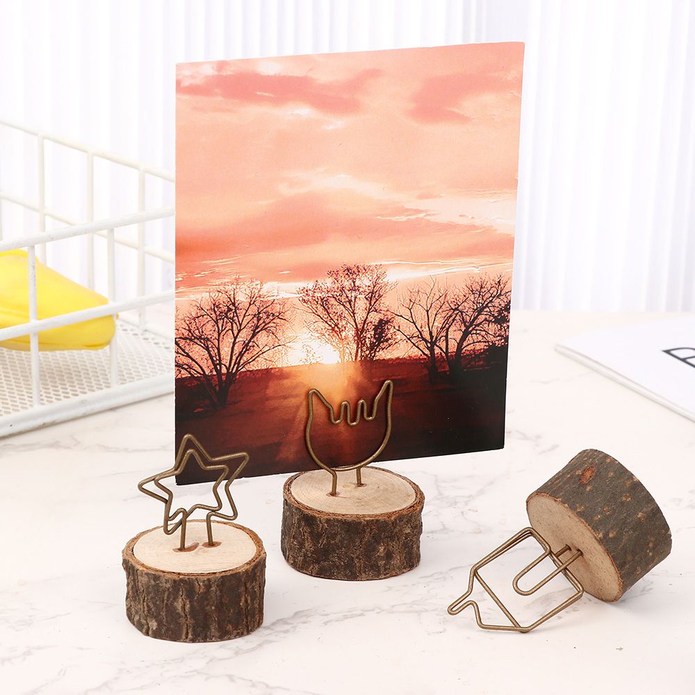 Gold Wooden Table Numbers Holder Paper Clamp Wedding Supplies Photos Clips Picture Frame Place Card Clamps Stand