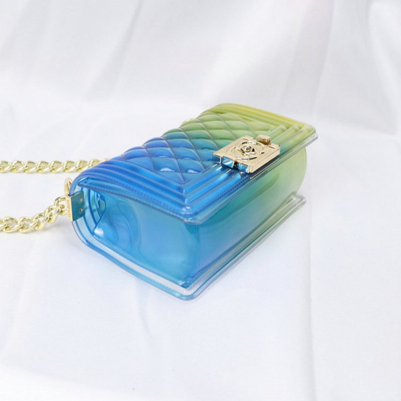 Clear Colorful Transparent Jelly Bag Gradient Candy Color Crossbody Bags Ladies Shoulder Chain Messenger Bag Sg69