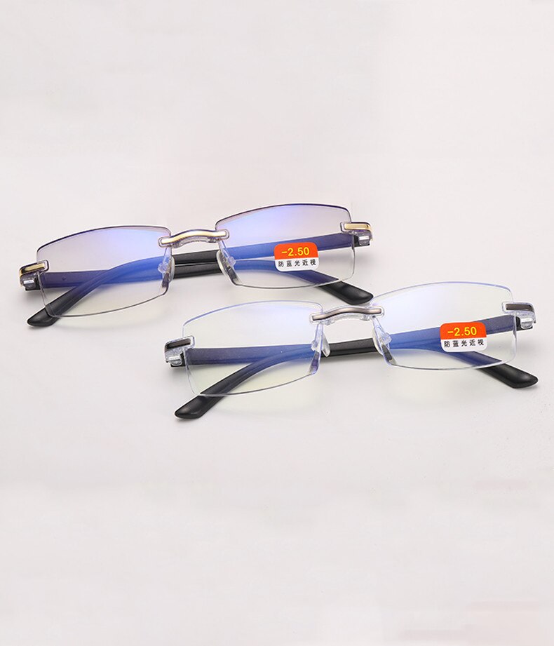 Afgewerkt Bijziendheid Bril Frameloze Bijziend Brillen Anti Blauw Licht TR90 Brillen Kortzichtig-1.0 1.5 2.0 2.5 3.0 3.5 4.0