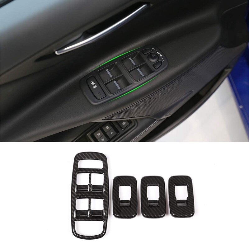Koolstofvezel auto deur raam lift schakelaar paneel afdekking trim frame auto interieur accessoires voor jaguar xe