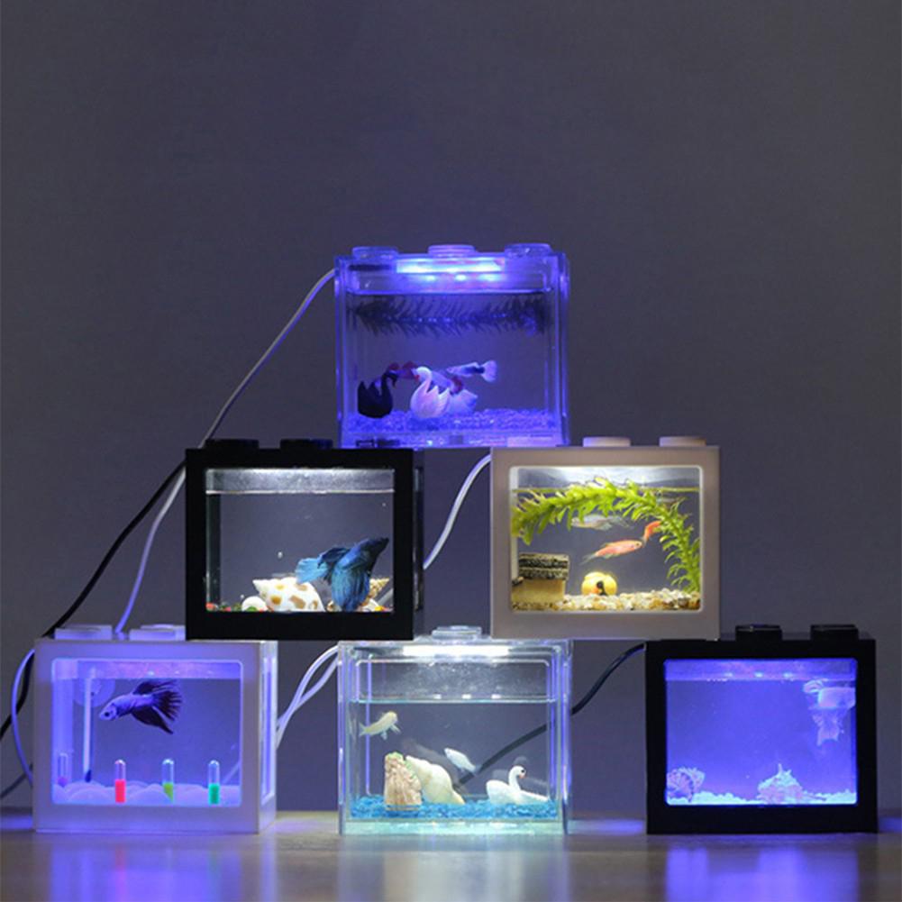 Heißer Mini Aquarium USB LED Licht Fisch Schüssel Heimat Büro Tee Tisch Dekoration betta Fisch Panzer Zucht Aquarium Liefert 6 farben
