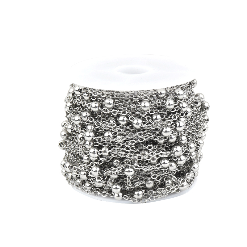 10 metros/rollo de cadena cruzada con cuentas de Metal, cuentas de 4mm, cadenas planas O para hacer joyería DIY, collares, pulseras, tobilleras, accesorios: Rojo