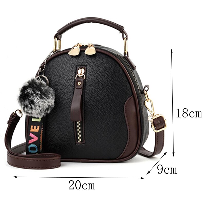 Mode Effen Kleur Vrouwen Shell Tas Draagbare Schoudertas Mode Pu Lederen Elegante Vrouwelijke Tas Met Grijs Haar Bal