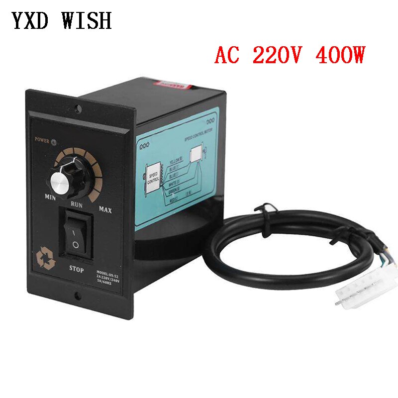AC 220V Motor Speed Controller 50Hz 400W Digital Adjustable Stepless Motor Speed Controller 0-1450rpm speed regulator AC 220 V