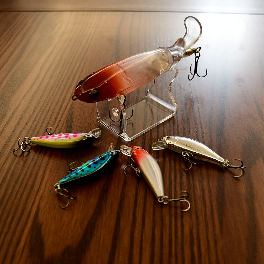 Fishing Lure Acrylic Display Stand Hard Bait Minnow Jigging Shelf Rack Holder Support Storage Decoration