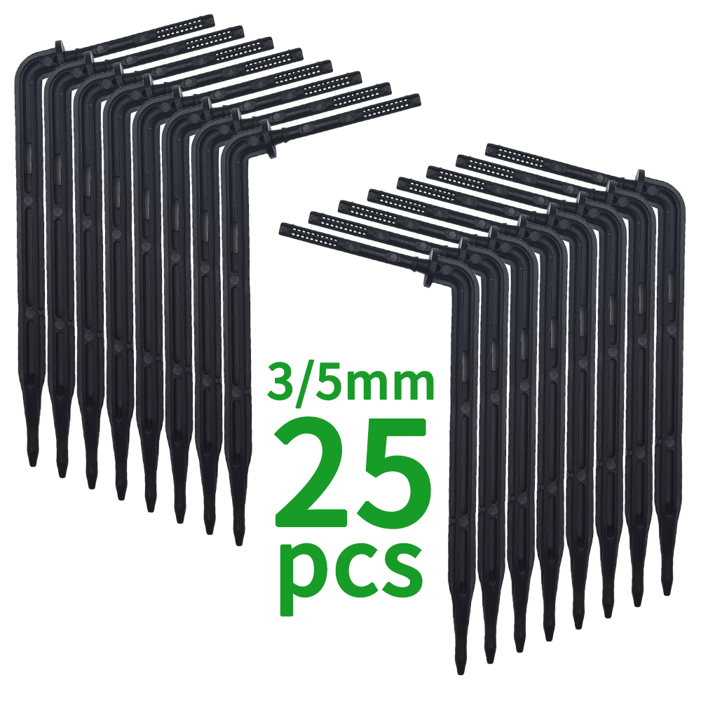 25PCS Bend Arrow Dripper Micro Drip Irrigation Kit Emitters for 3/5mm Hose Garden Watering Saving Micro Dripper Greenhouse: WHITE