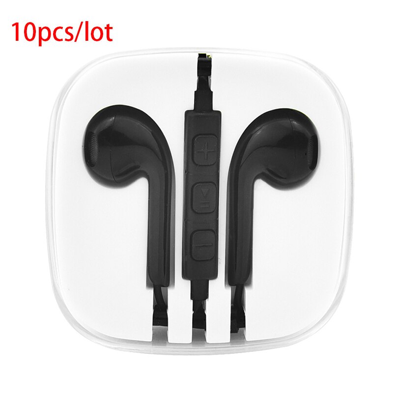 10 pieces/lot For s6 Earphone in-ear earpiece with microphone for MP3 MP4 iPhone 5 6s Samsung Galaxy S7 S6 Edge for s8 earphone: 10pcs 3.5mm black