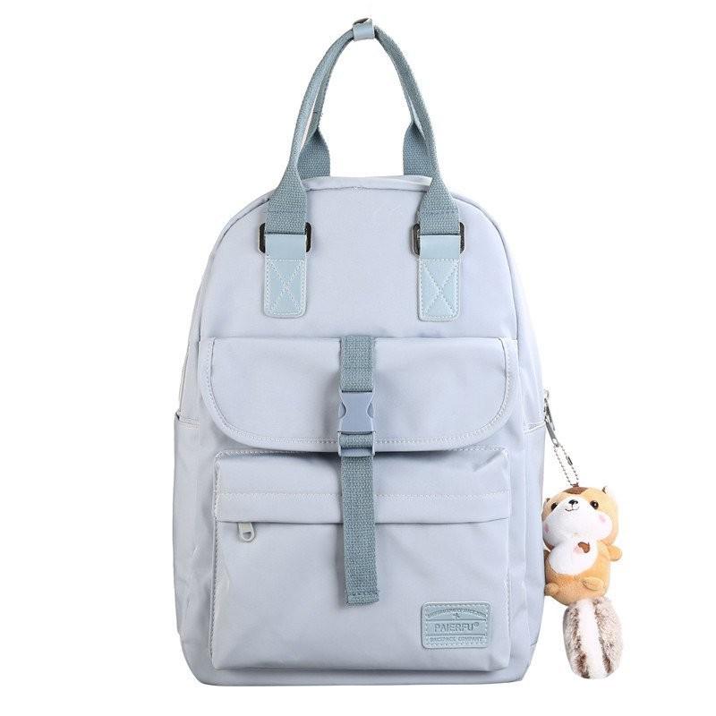 Nylon Wasserdichte Frauen Rucksack Kawaii schule taschen für Teenager mädchen Mit Niedlichen anhänger: Himmel Blau / mit Anhänger