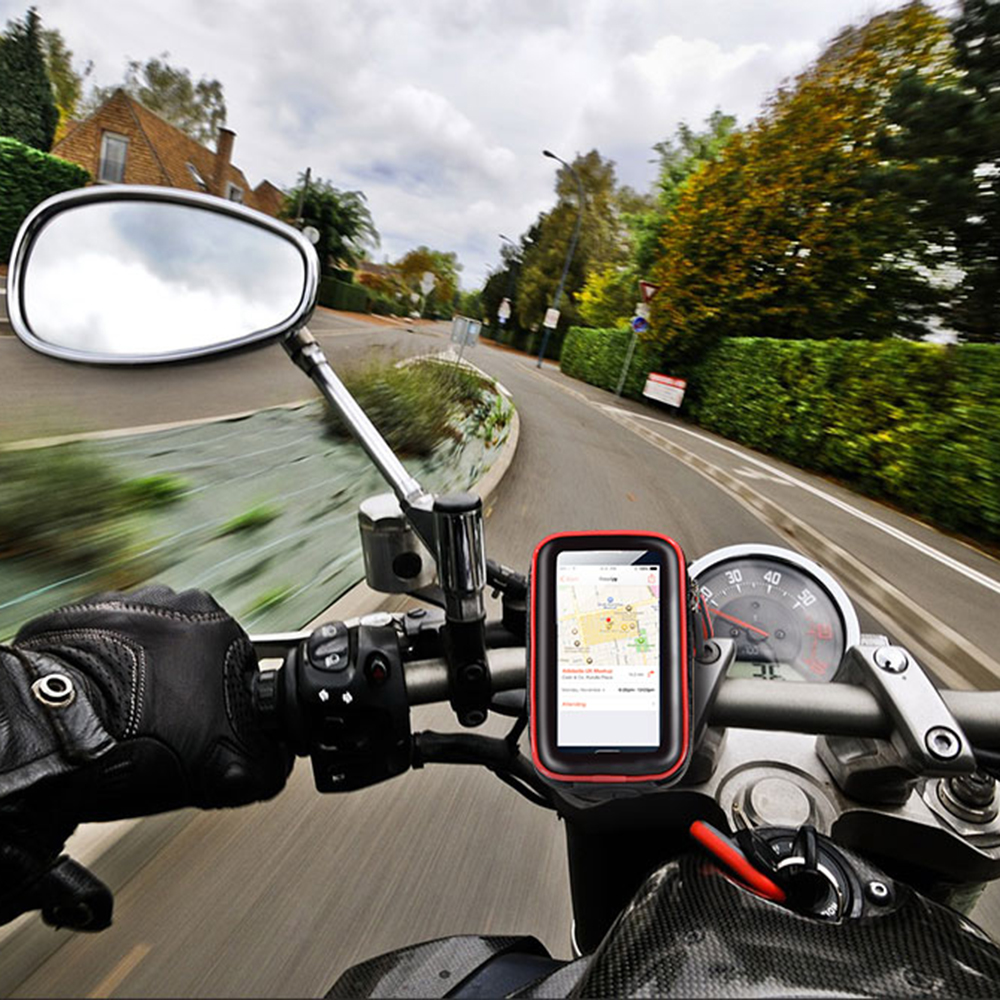 Herobiker motorcykel telefonholder support vandtæt moto mobiltelefon stativ taske til til iphone  x 8 7 6 6s plus & samsung
