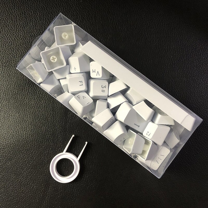 Russian Keycaps for Mechanical Keyboard Compatible with MX Switches DIY Replacement Transparent Support Led Lighting Keycaps: White (Case)