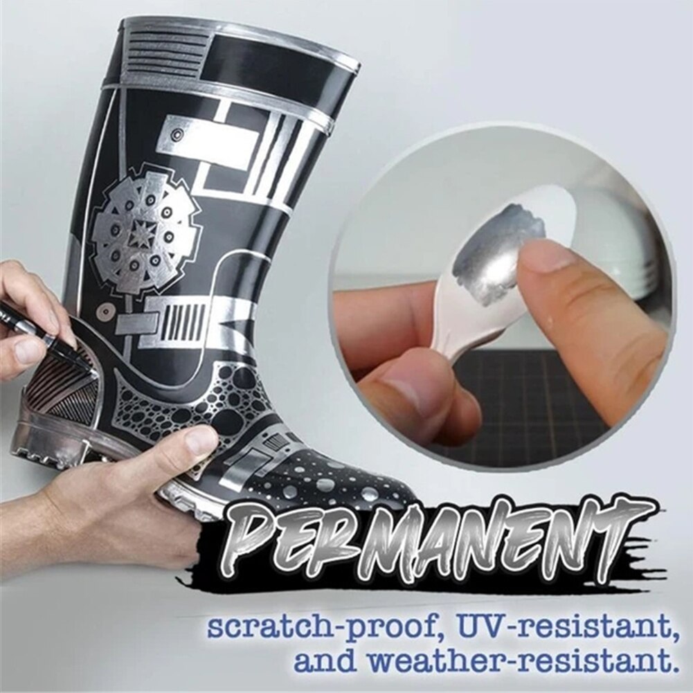 DIY Reflective Paint Pen Silver Art Liquid Mirror Chrome Marker Mirror Reflection Sign Pen Rock Painting Accessory Kids Paint To