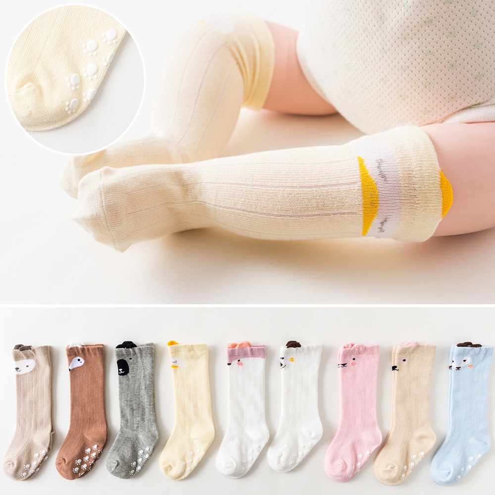 3 Paare/los Baby Overknee Socke Hohe Junge Mädchen Neue Geboren Kleinkind Baumwolle Lange Socken Anti Rutsch Niedlichen Karikatur Ebene Nicht-Unterhose für 0-36M