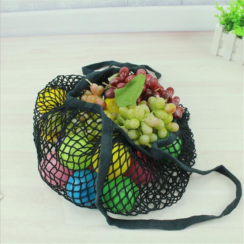 filet maille tortue sac chaîne sac à provisions réutilisable fruits stockage sac à main fourre-tout femmes Shopping maille sac Shopper sac: Black