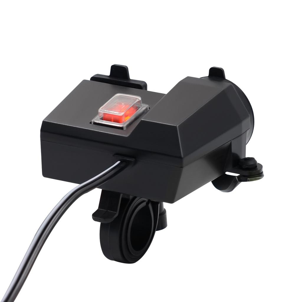 DC 12V Dual USB Port Charger/LED Voltmeter/Switch For Motorcycle