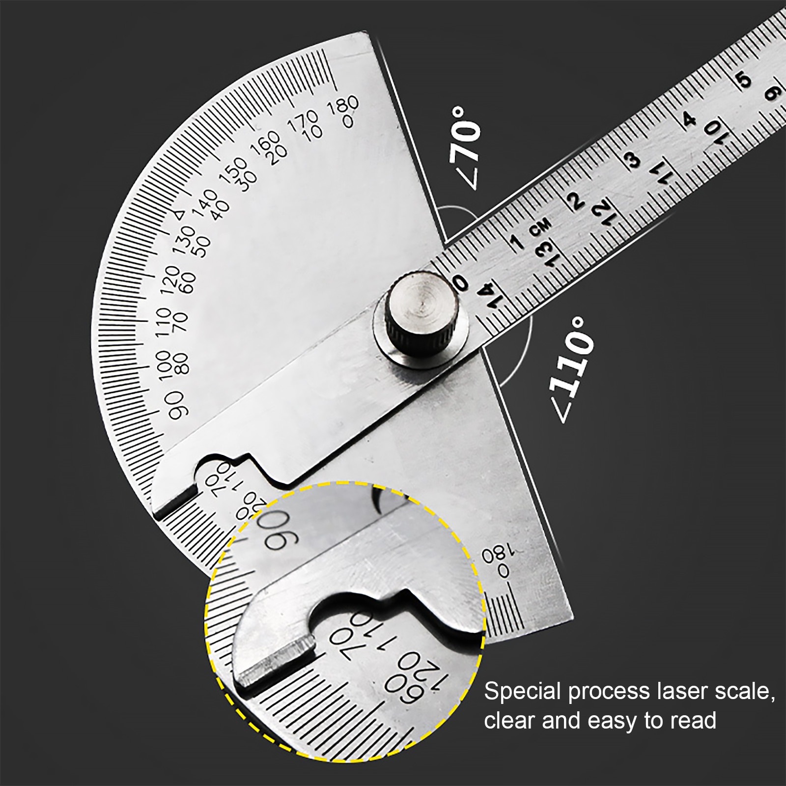 Stainless Steel Protractor 0-180 Degrees Solid Protractor 14.5cm Universal Ruler for Engineering Craft Construction Tool