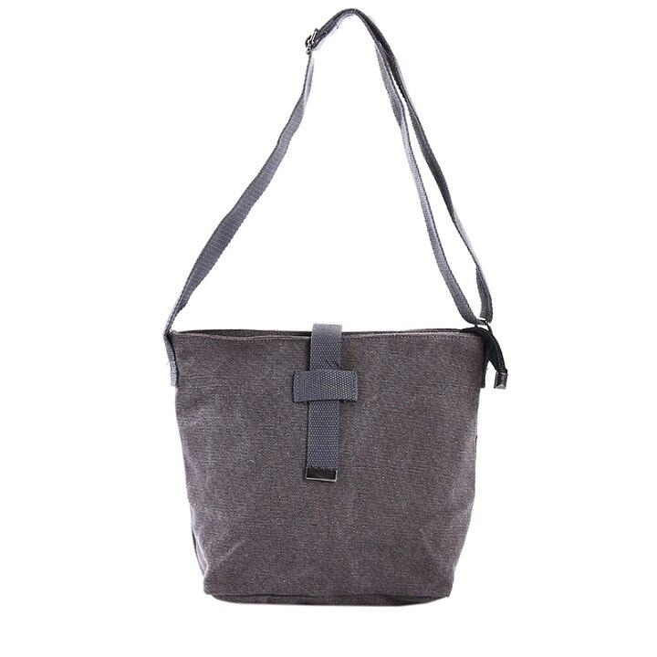 Kvinner lerret skulder messenger bag dame vasket casual lerret veske dame multi-zip business liten klaff veske crossbody bag: Grå