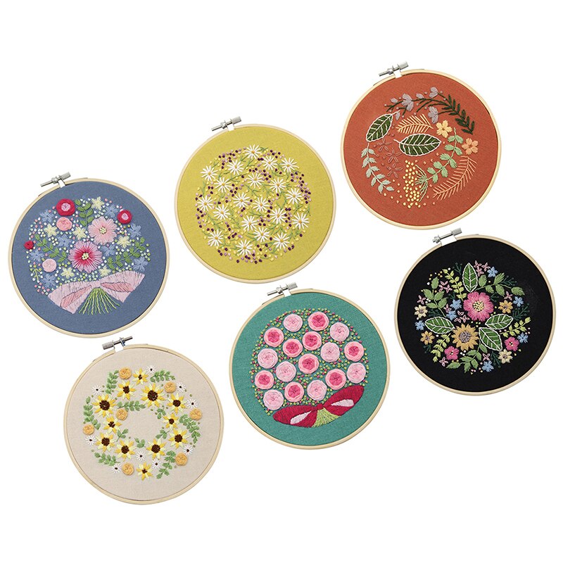 DIY Embroidery Plants Cherry Tree Handwork Needlework for Beginner Cross Stitch Kit Ribbon Painting Embroidery Hoop Home Decor