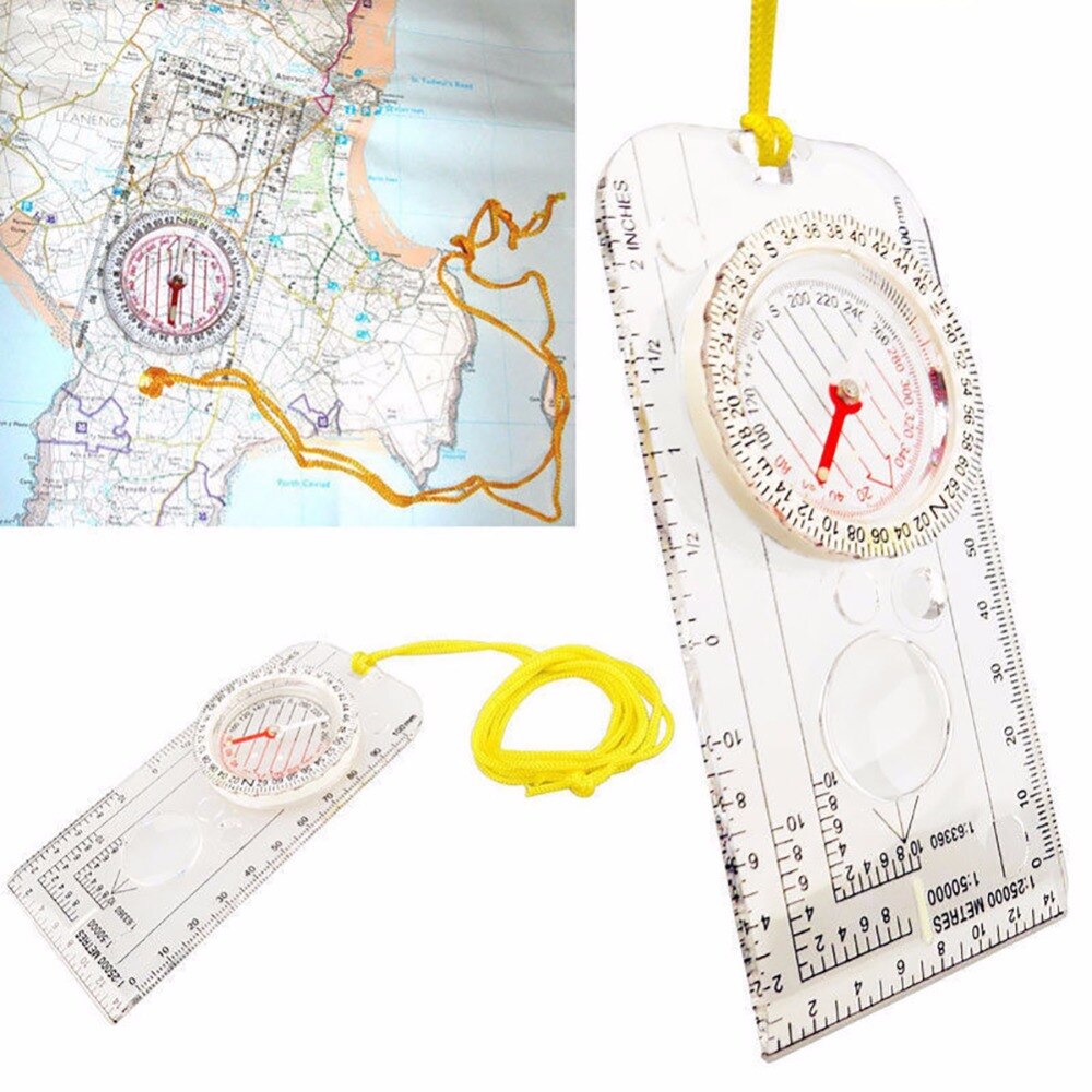 Drawing Scale Compass Folding Map Ruler Buckle Car Camping Hiking Pointing Guide Portable Handheld Compass #273325