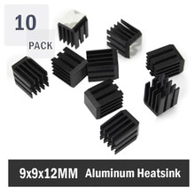 Disipadores de calor para impresora 3D, cinta adhesiva conductora térmica de aluminio, Mini Chipset IC, Enfriador de refrigeración, color negro, 9x9x12mm, 10 Uds.