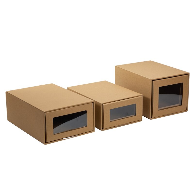 1pc Thickened Kraft Cardboard Box Drawer Shoebox Space Saving Storage Organizer Container Box Sports Shoes High Heels Holder