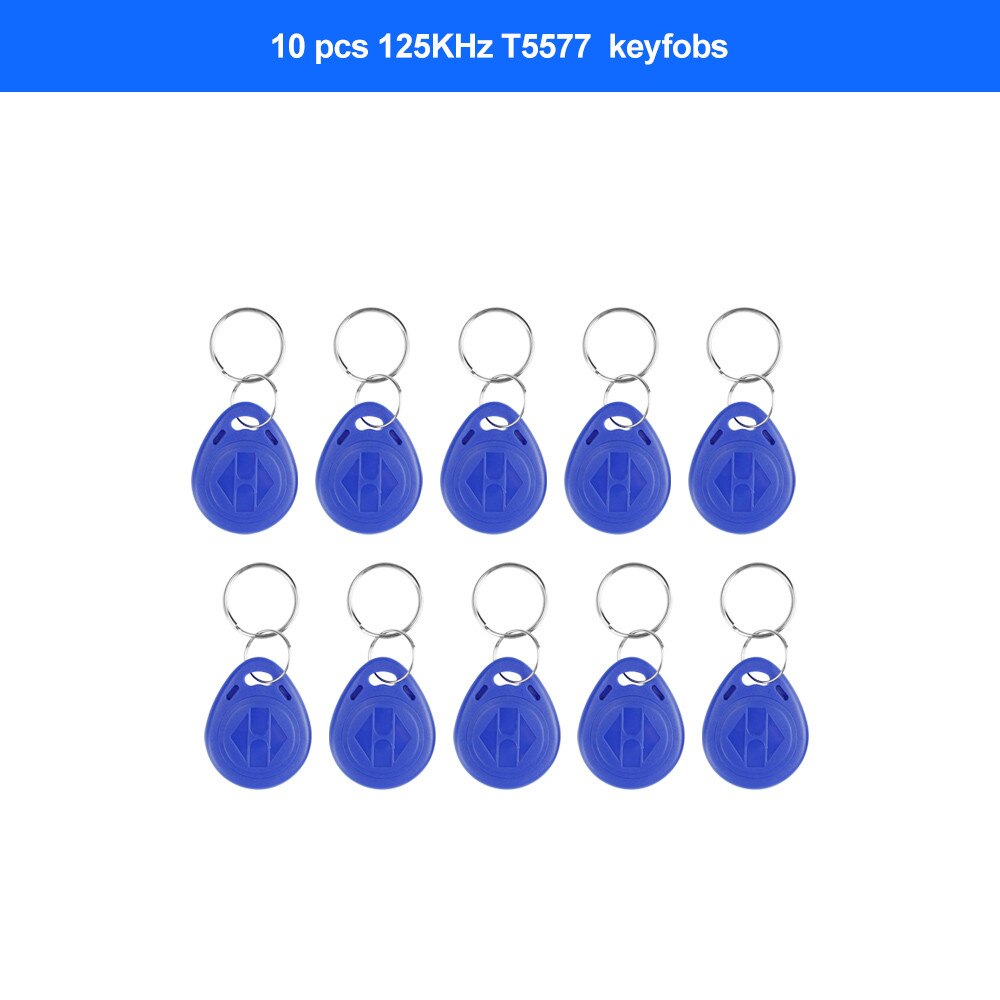 English 10 Frequency RFID Duplicator Copier Writer Card Reader Key fobs Programmer USB ID IC 125KHz 13.56MHz Encrypted Decode: 10pcs T5577 Key