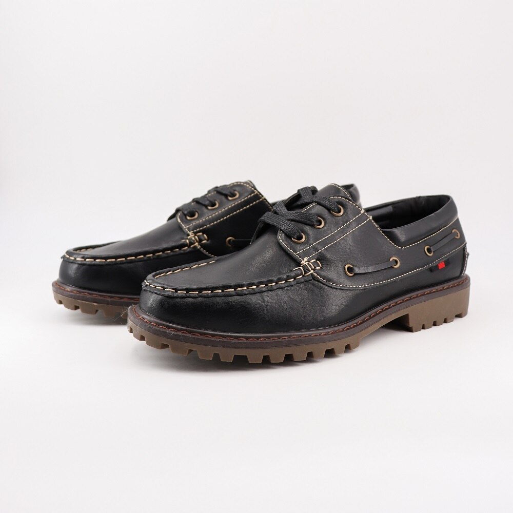 Hemera Studios nauticos hombre zapatos clasicos hombre PU mocasines cómodos casuales liso piel vegano con cordones multicor: Negro / 41