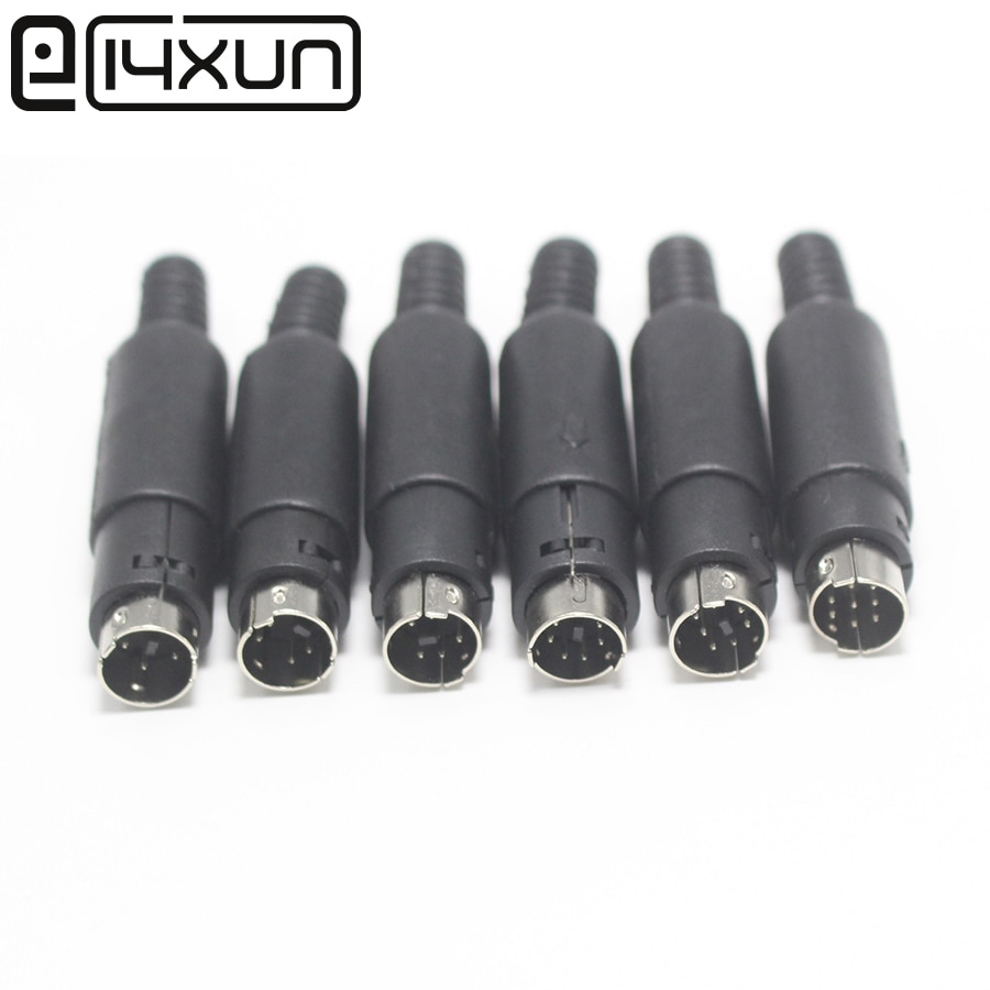 EClyxun 1Pcs Mini 3 4 5 6 7 8 Pin Din Male Plug With Plastic Handle Adapter Soldering Cables DIY Connector