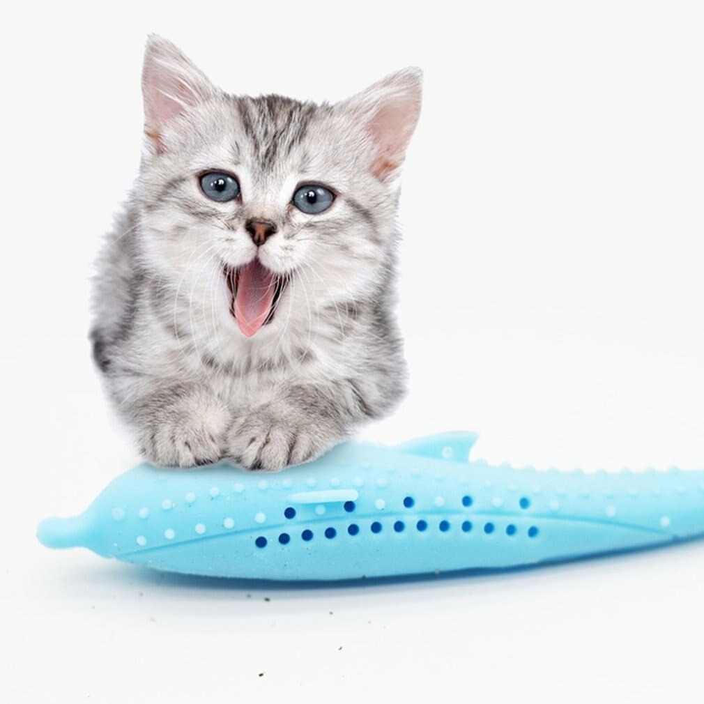 Interaktiv kat tandbørste legetøj fisk form fisk flop kat legetøj tandbørste interaktiv kæledyr pude tygge forsyninger til kat