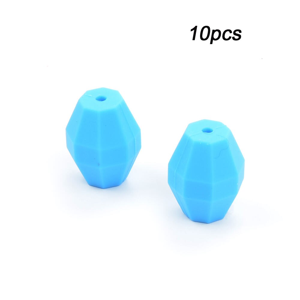 LOFCA 10pcs Baby Oak Barrel Teething Beads Geometric Shape Silicone Beads Food Grade Baby Teething Toys Chewable Jewelry DIY: Deep sky blue