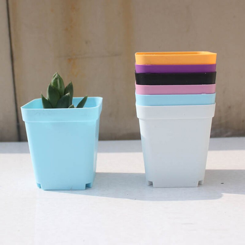 10pcs/lot Random Color Flower Pots Pot Trays,Plastic Pots,Small Square Pots