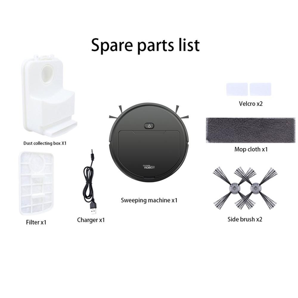 3in1 Sweeping Robot Clean Intelligent Home Vacuum Cleaner Household Automatic Sweeping Dust Tool Smart Sweeper: Black
