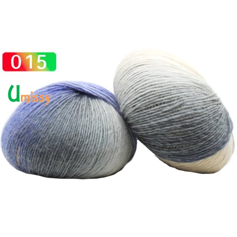 2pcs Cashmere Yarn Knitted Chunky Hand-Woven Woolen Rainbow Colorful Knitting Scores 100% Wool Yarn Needles Crochet Weave Thread: 2pcs 15