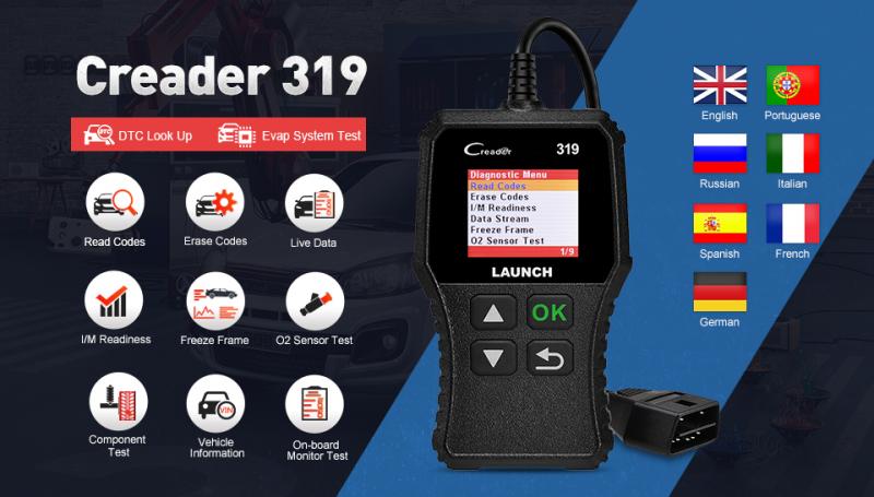 LAUNCH CR319 OBD2 Scanner Support Full OBD II/EOBD Launch Creader 3001 Auto Scanner diagnostic PK CR3001 ELM327 CR419 CR519