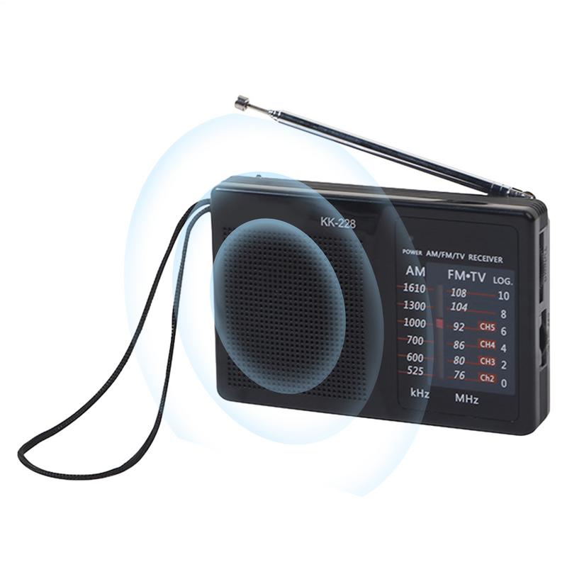 Mini am/fm-radio oppladbar fullbølgebånd utendørs nødradio teleskopantenne aa-batteridrevet for morgentrening