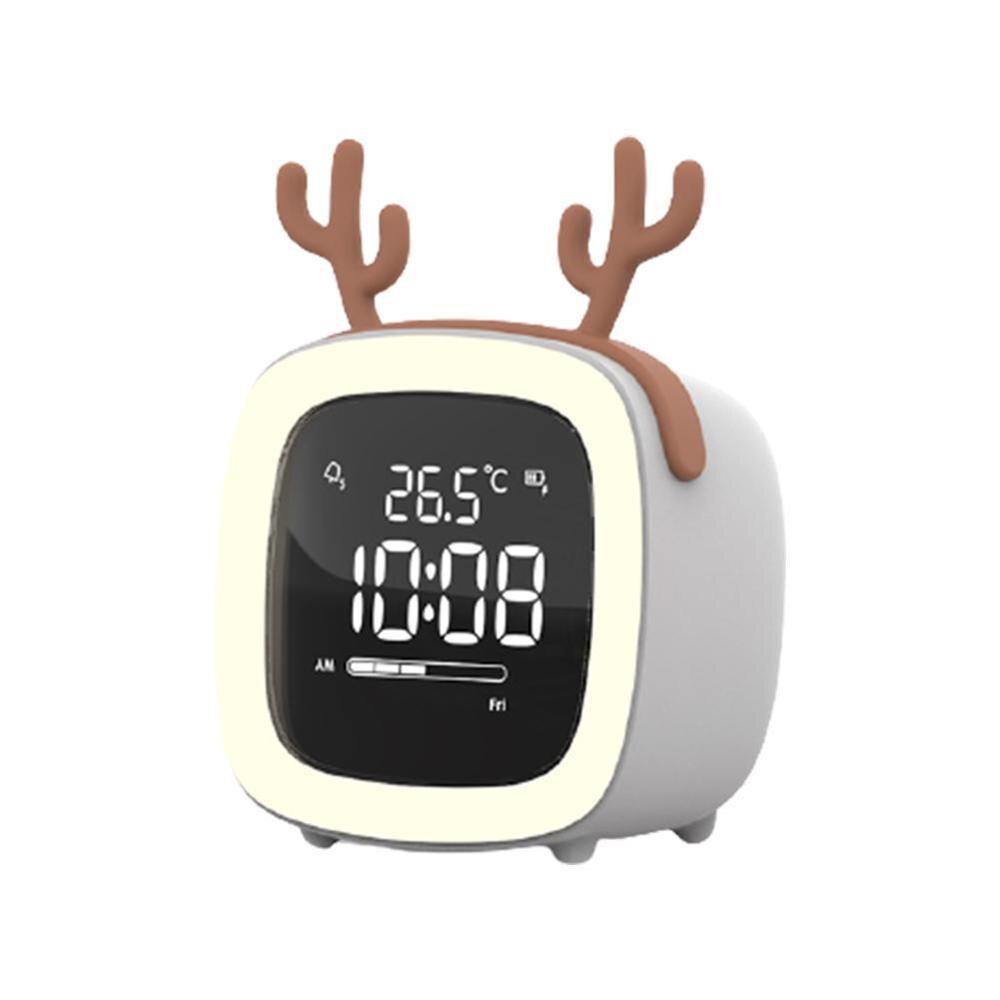 Kids Alarm Clock Cute-TV Night Light Alarm Clock For Children Battery Bedroom Rechargeable Clock Operated F5Q1: Q