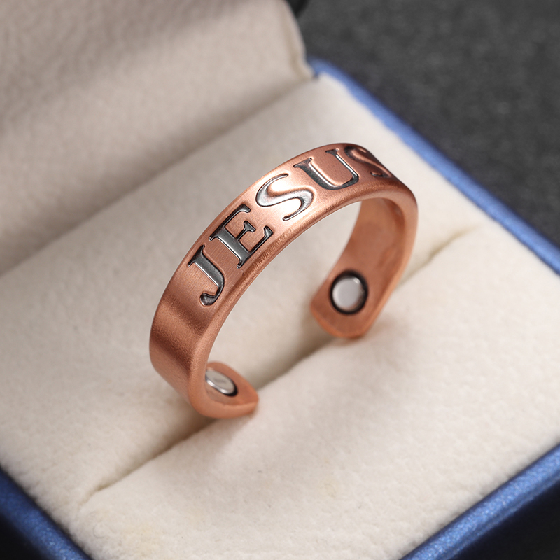 Anillo magnético con apertura de cobre ondulado a la Retro, accesorios de joyería Retro multifuncionales para hombres y mujeres: Negro