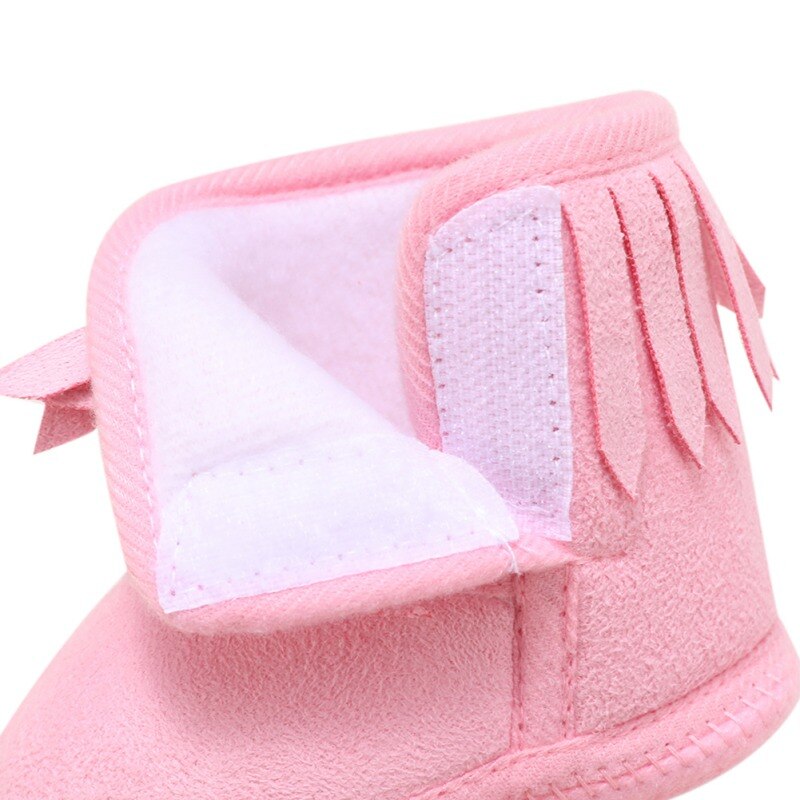 Inverno Del Bambino appena nato Stivali Frangia Della Ragazza Neonato di Colore Solido Nappa Fondo Morbido Nuovo Cotone Caldo Stivali 0-18M