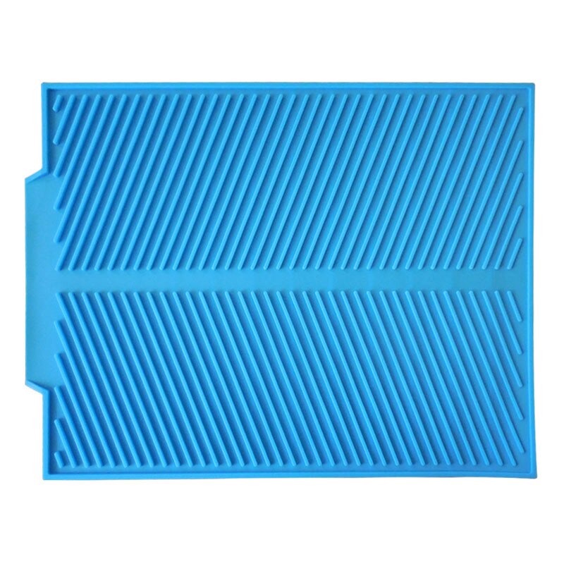 Silicone Drain Pad Drying Mat Pots Dish Drain Mat For Kitchen Tableware Non-slip Drain Mats Anti-scald Coaster Kitchen Utensils: Blue / L(43X33CM)