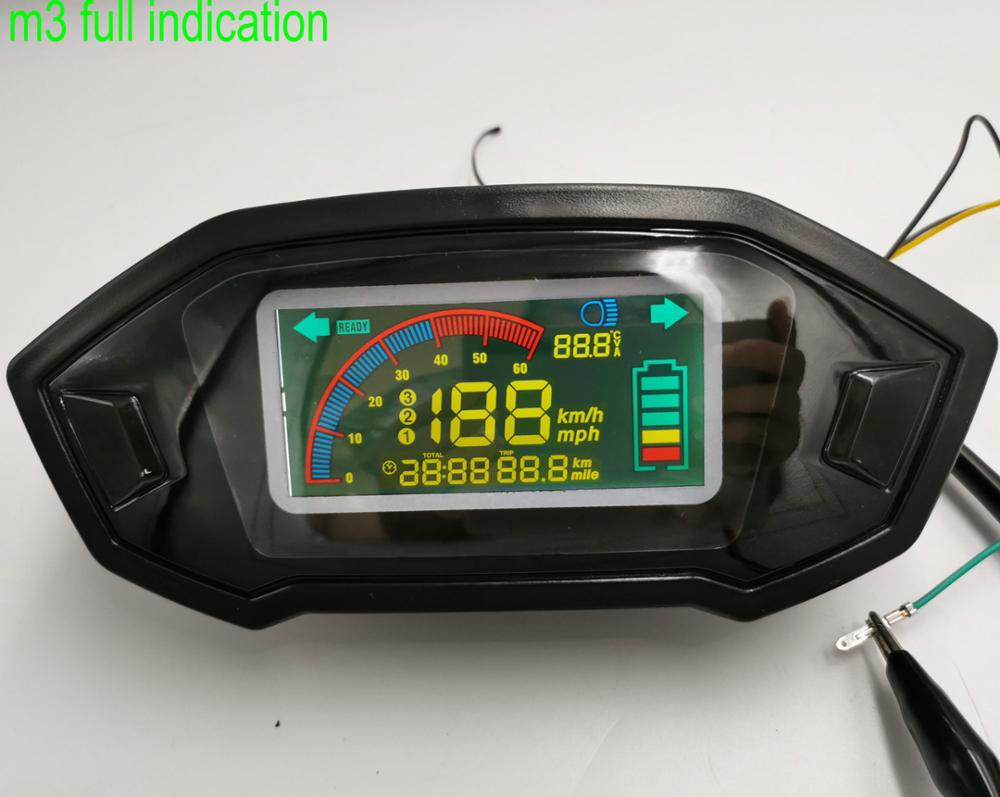 Tacho lcd Anzeige 48-72v Messgerät für elektrische Rolle MTB motorrad kilometerzähler mit batterie ebene und licht Symbol speedview