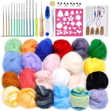 LMDZ Needle Felting Kit, Jupean Wool Felting Tool Kit, Felting Supplies with 24 Colors Felting Wool Roving, Felt Needles