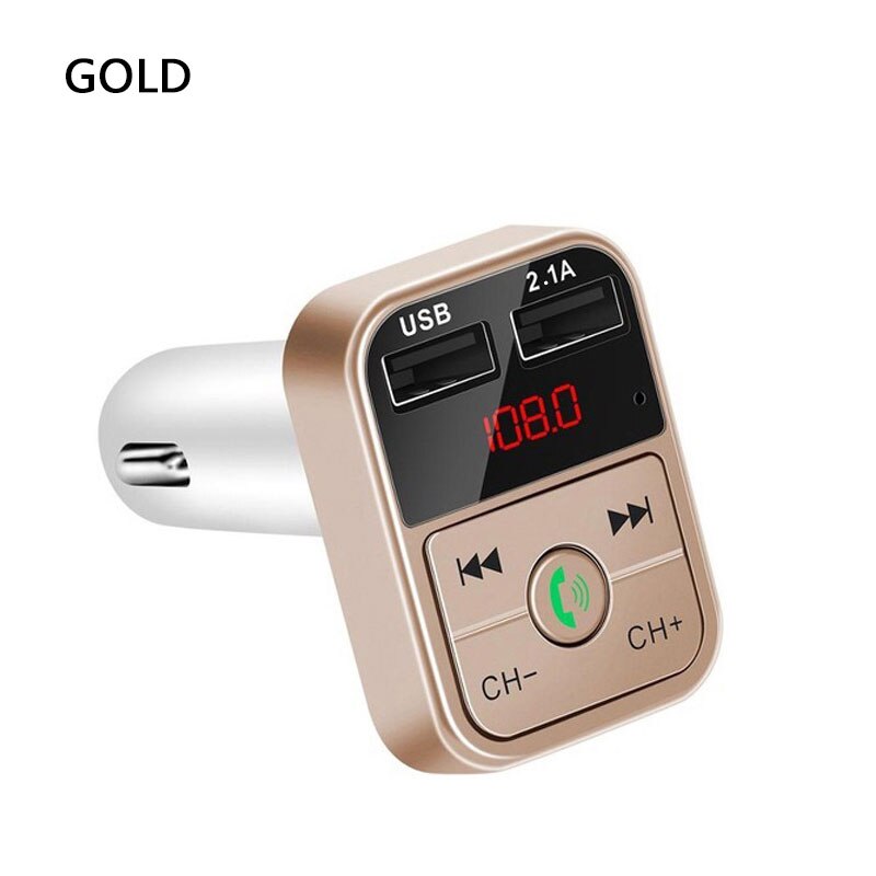 Samochodowy Bluetooth 5.0 nadajnik Modulator FM bezprzewodowa ładowarka samochodowa zestaw głośnomówiący odbiornik Audio Auto MP3 odtwarzacz samochodowy podwójny Adapter USB: gold