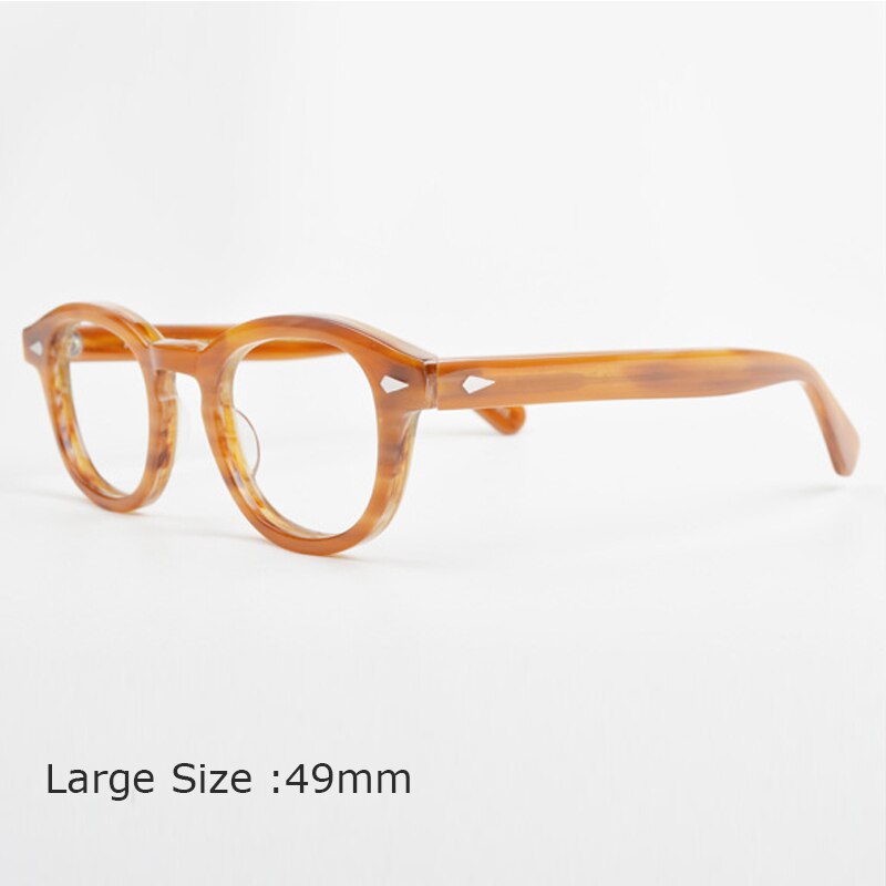 Lunettes Johnny Depp-monture de lunettes pour hommes et femmes, avec boîte et étui d'ordinateur, optique rétro, monture de lunettes, verres transparents: QF165-C7-L49mm