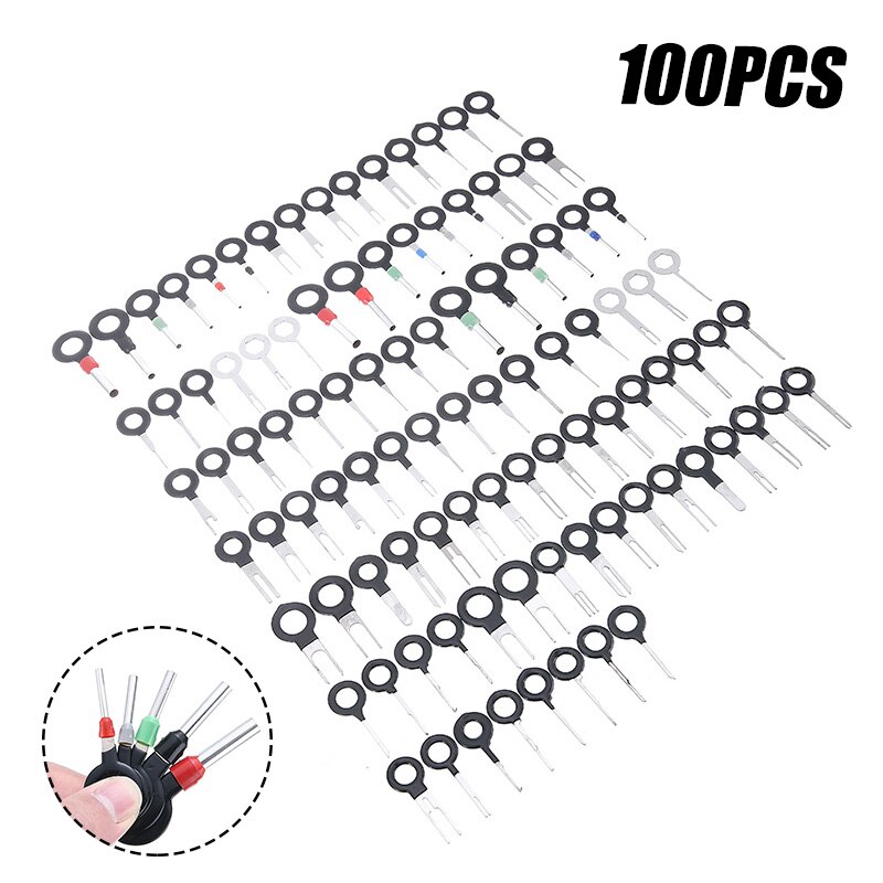 100 Stks/set Auto Terminal Removal Tool Draad Plug Connector Extractor Puller Release Pin Extractoren Voor Auto Plug Reparatie Handgereedschap
