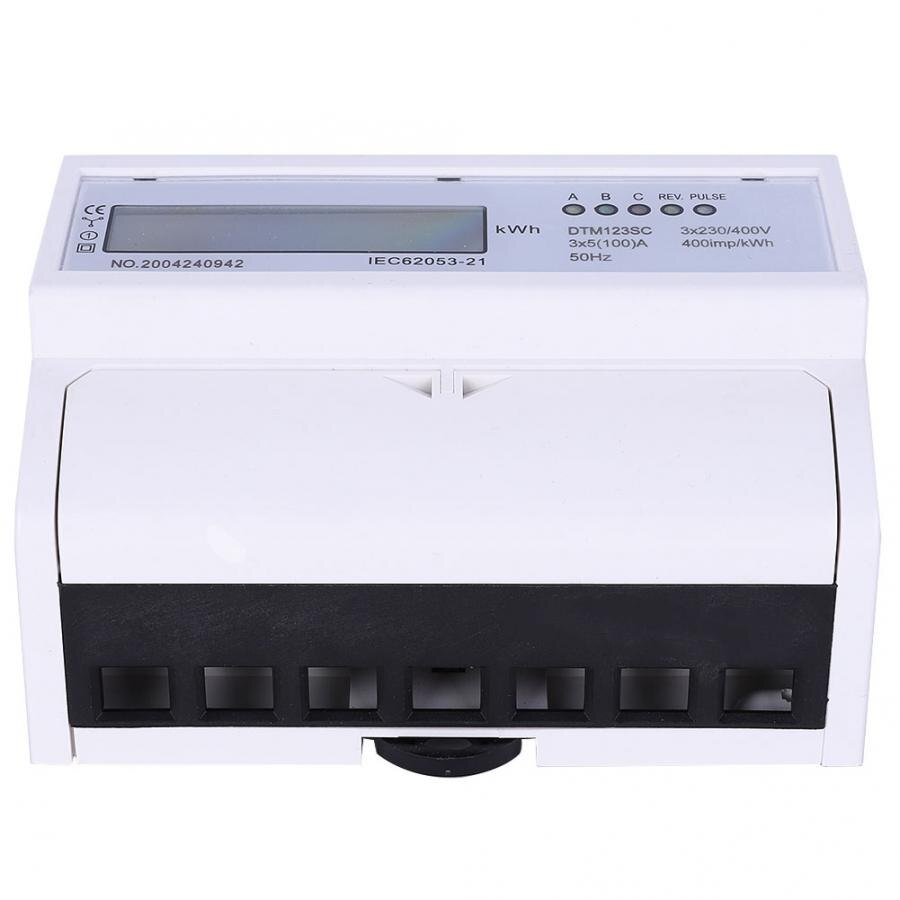 Power Meter 230/400V 5-100A Energy Consumption Digital Electric Power Meter 3 Phase KWh Meter with LCD
