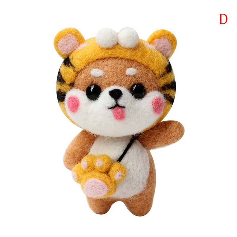 10pcs/set Custom Doll Wool Felt Craft Material Bag Pack Doll dog Needle DIY Material Kit: D