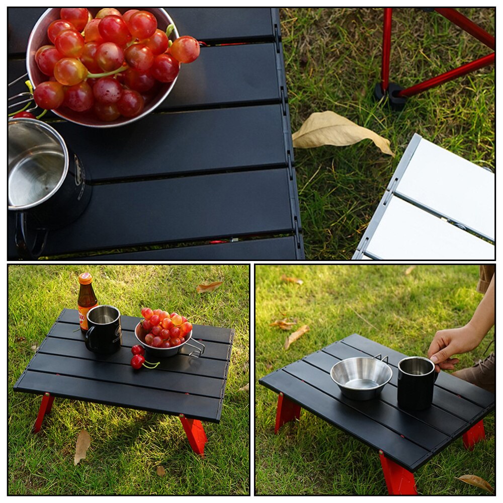 Collapsible Foldable Picnic Table Portable Camping Table Lightweight Table (Red)
