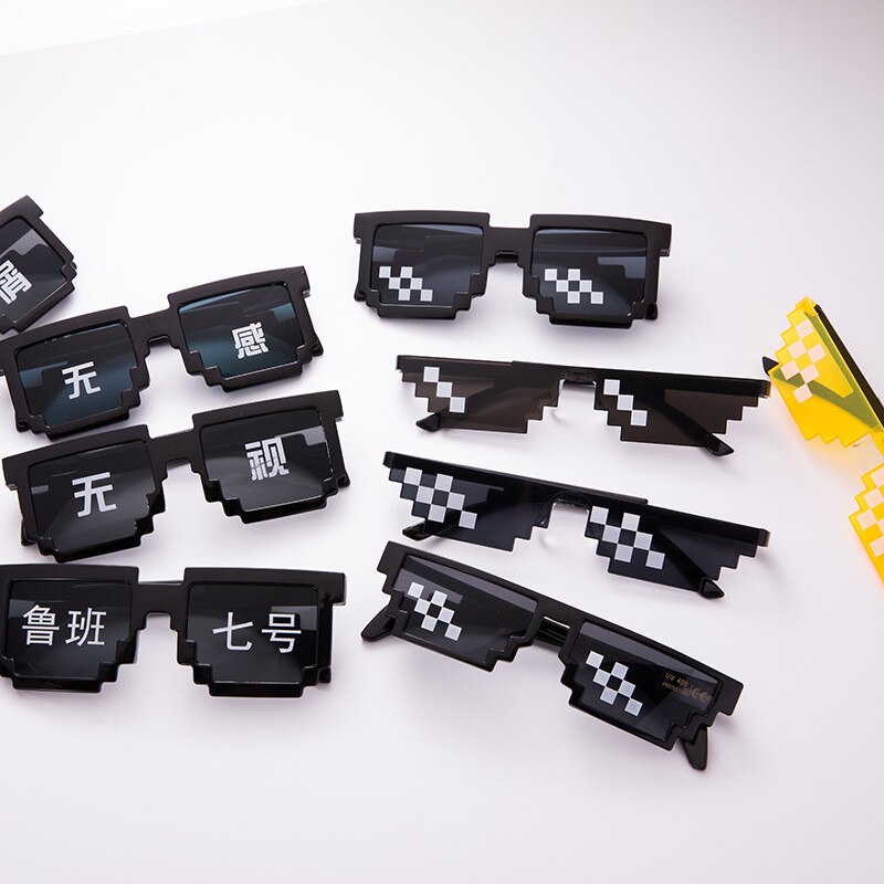 Mosaik Sonnenbrille Trick Spielzeug Schurke Leben Gläser Codierung Pixel modisch Coole Brille Frauen Männer Schwarz Mosaik Sonnenbrille Kind Lustige Brillen