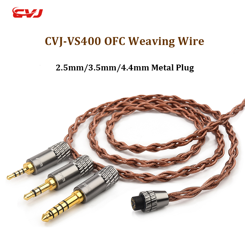 CVJ VS400 OFC Cable de Audio mejorado 400 núcleos auriculares Cable HIFI de Metal 2,5/3,5/4,4mm/Tipo C/enchufe relámpago 2 pines S para auriculares