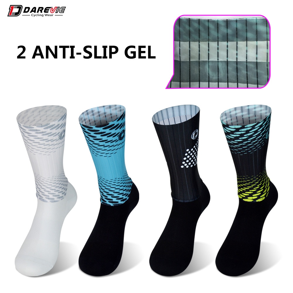 Fietssokken hoge snelheid aero racefietssokken dubbele gelstrips antislip fietssokken mtb race dames heren eu m maat cool dry