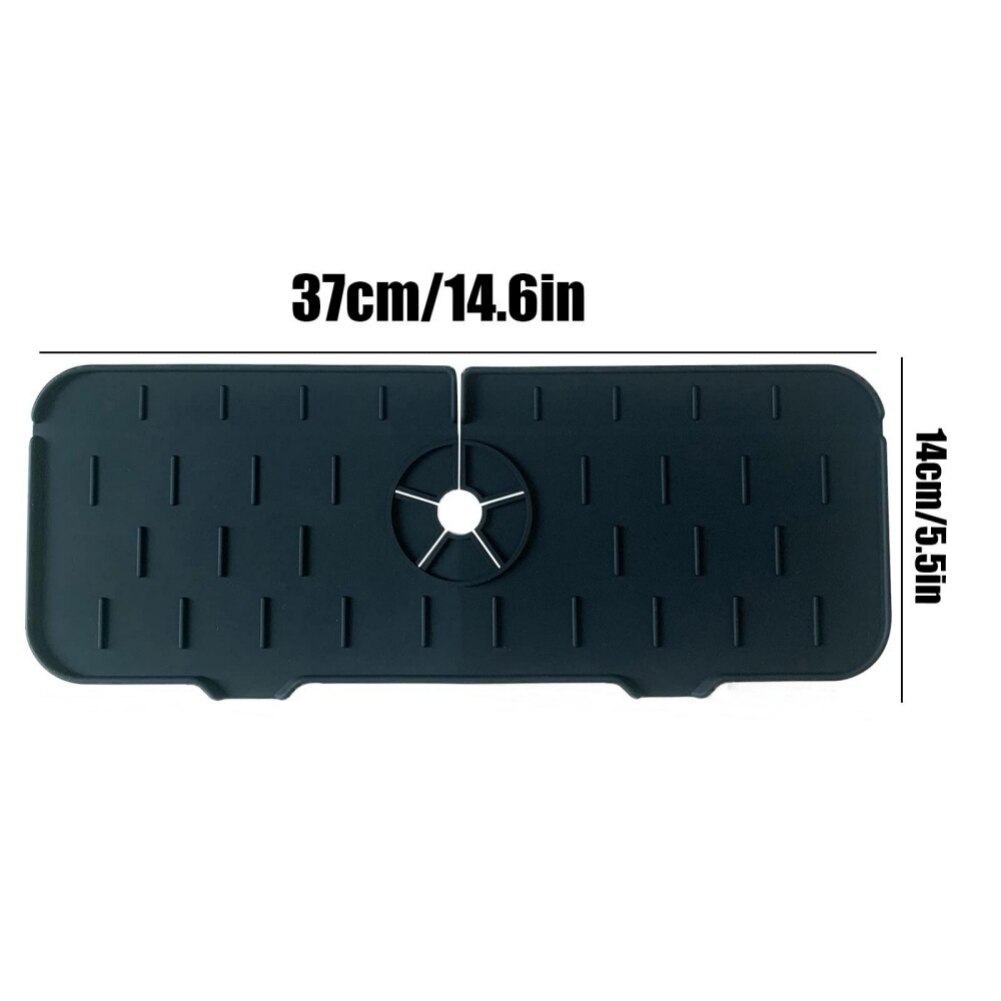 Silicone Faucet Splash Catcher Faucet Absorbent Mat Draining Pad Behind Faucet Sink Water Splash Guard for Kitchen Bathroom: black